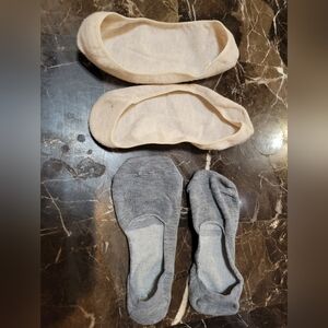 Men's No-Show Socks - Cream and Gray